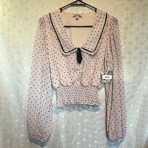 Alkemy pink sweetheart peterpan neckline blouse
